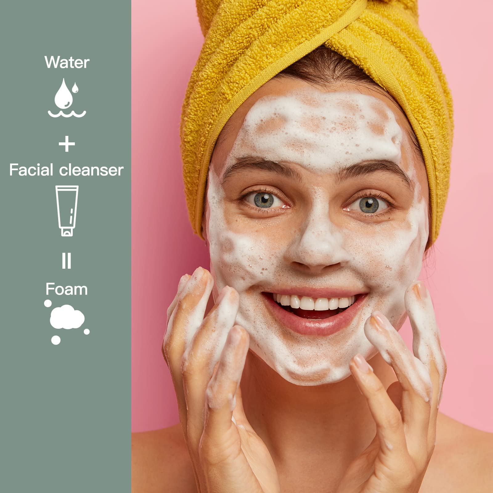 Tekson 3 Pcs Soap Foam Bottle (2 Oz), Empty Travel Foaming Lash Shampoo For Cleanser, Dispenser (Yellow&Green&Pink Pump)